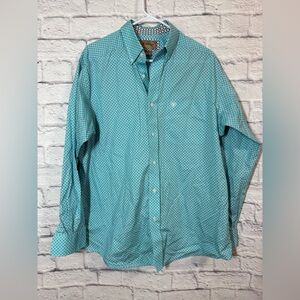 Men's Ariat Blue Patterned Shirt, sz Large